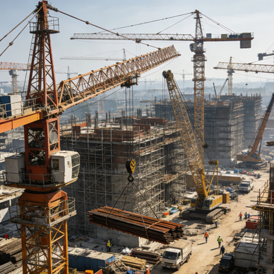 Prędkość wózka 0-40 m/min Żuraw wieżowy z wymiarami sekcji masztu 2x2x3m i głównym materiałem stal kątowa 160x16mm do ciężkich podnoszeń